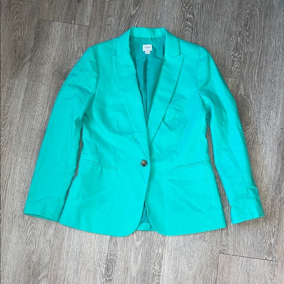 J. Crew Jackets & Blazers - J crew linen blend Vibrant Green Women's Blazer suit jacket size 6 business